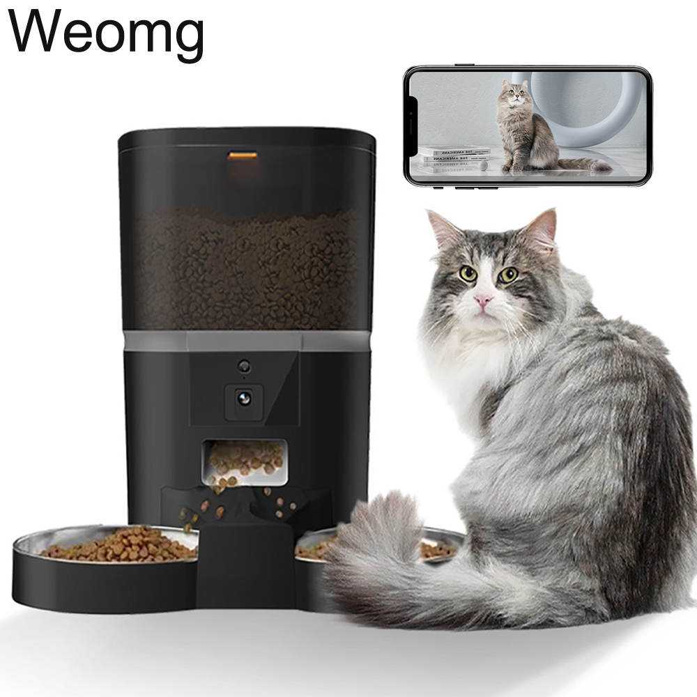 Timed Cat Dog Food Dispenser 4L - 4L Double Meal Camera APP Automatic