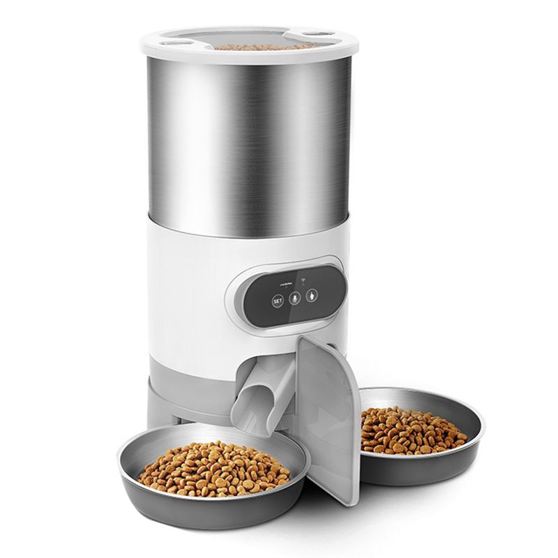 Automatic Pet Feeder Dual Bowl Stainless - A76I-4.5L Automatic Cats Dispenser Smart Cat