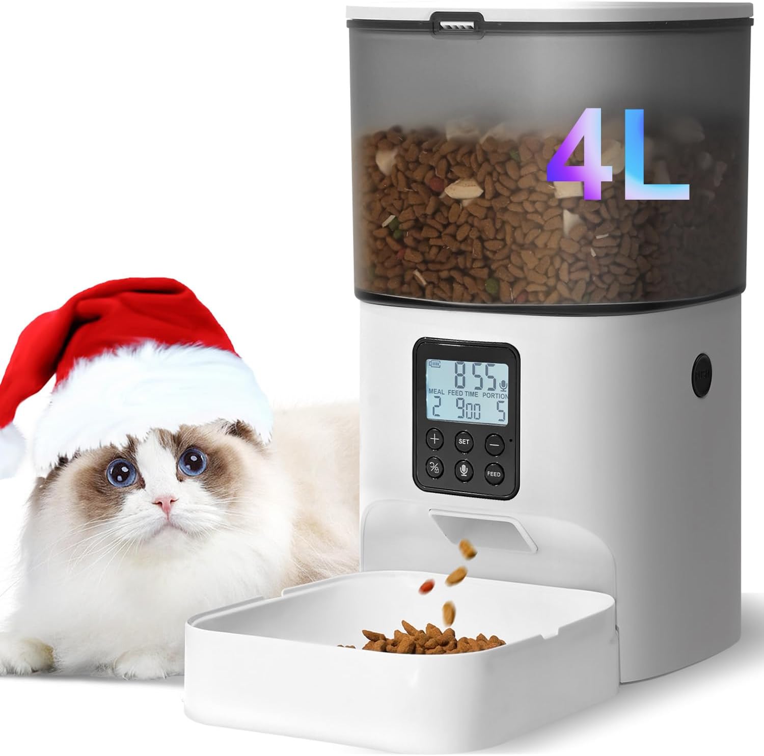 Timed Cat Dog Food Dispenser 4L - ANDOLL HOME Automatic Cat Feeder,4L Timed