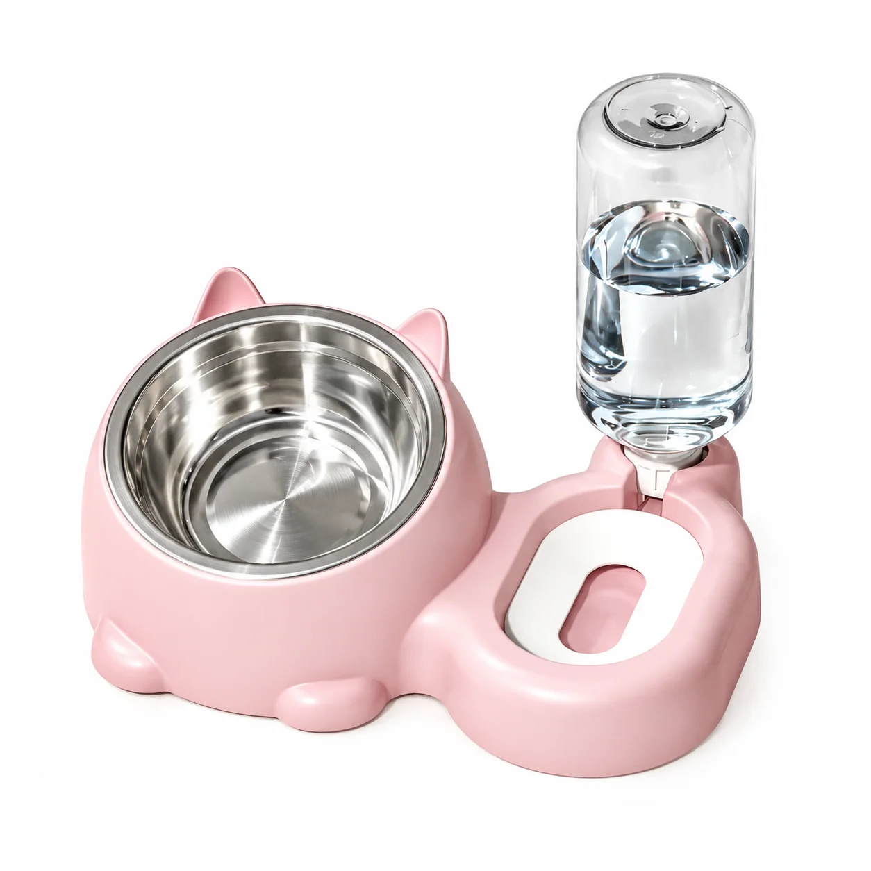 Automatic Pet Feeder Dual Bowl Stainless - 2-in-1 Pet Feeder and Water Dispenser