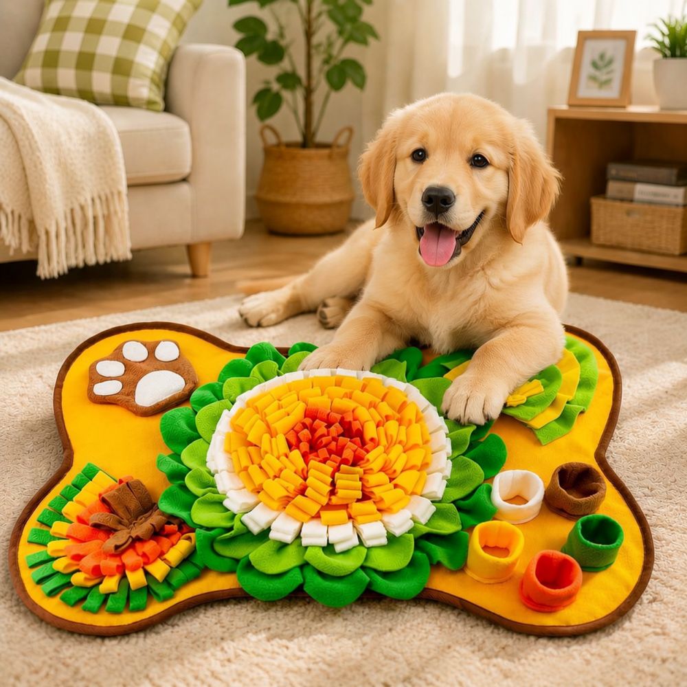 Dog Slow Feeder Puzzle Toy Interactive - Bone Shaped Dog Snuffle Mat Pet