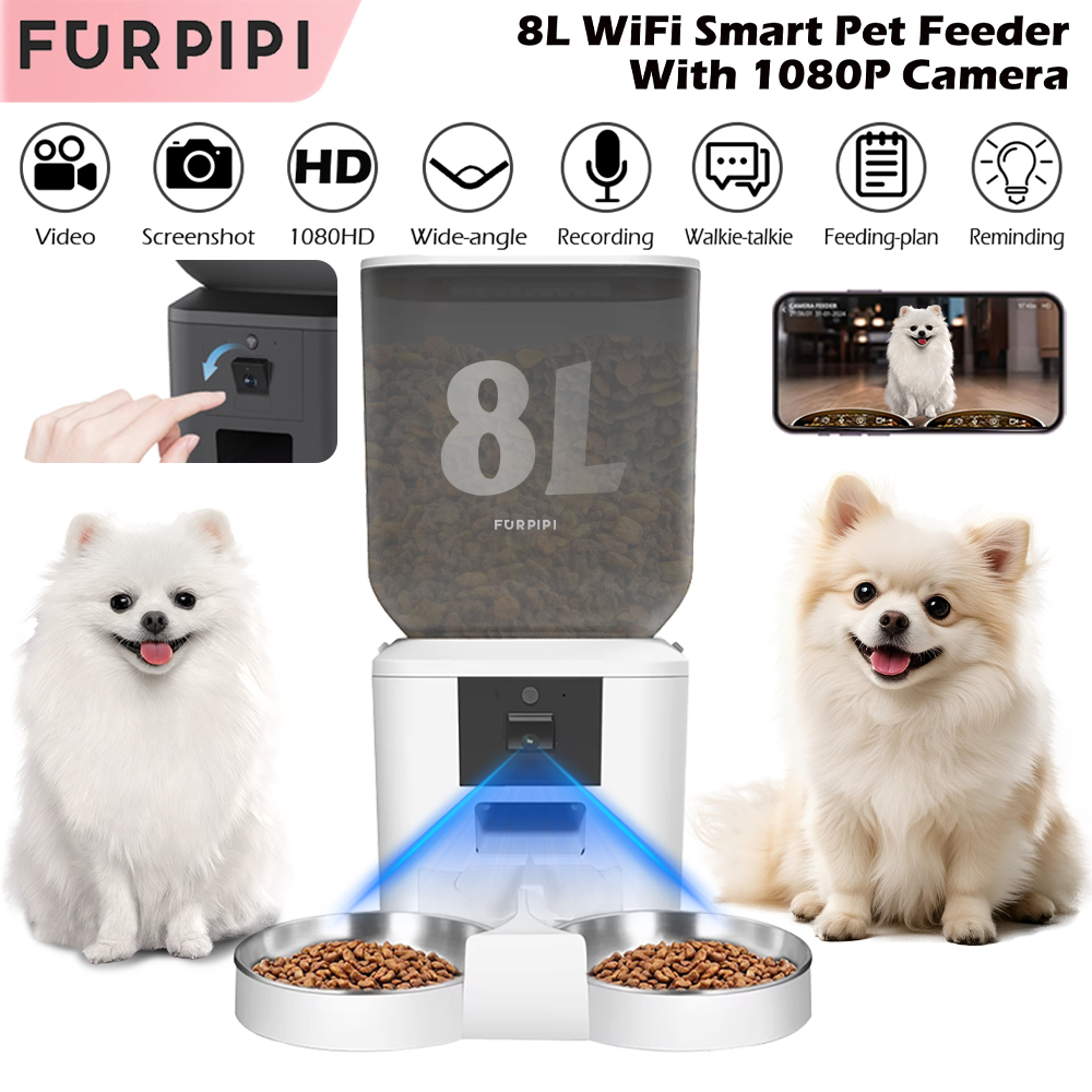 8L Automatic Cat Feeder With 1 - огляд і ціна Smart Pet Feeder Camera 1080P Wifi