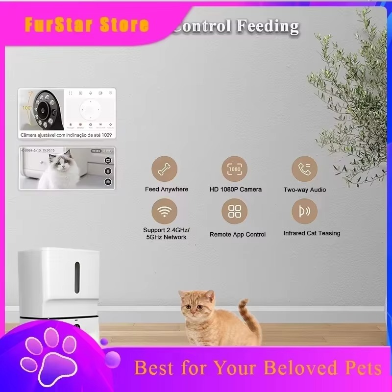 FurStar7L Smart Automatic Cat  - огляд і ціна Smart Pet Feeder Camera 1080P Wifi