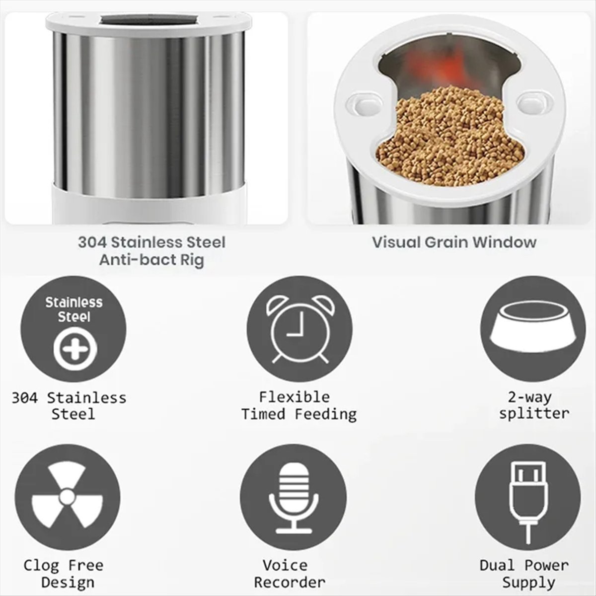 2026 Trend 4.5L Automatic Cats - огляд і ціна Automatic Pet Feeder Dual Bowl Stainless
