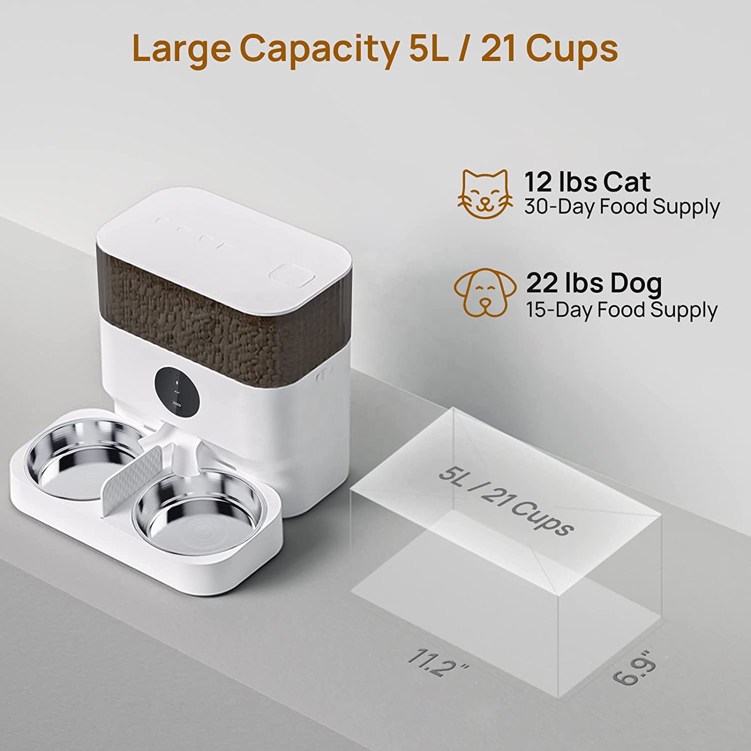 Smart Stainless Steel Pet Bowl - огляд і ціна Automatic Pet Feeder Dual Bowl Stainless