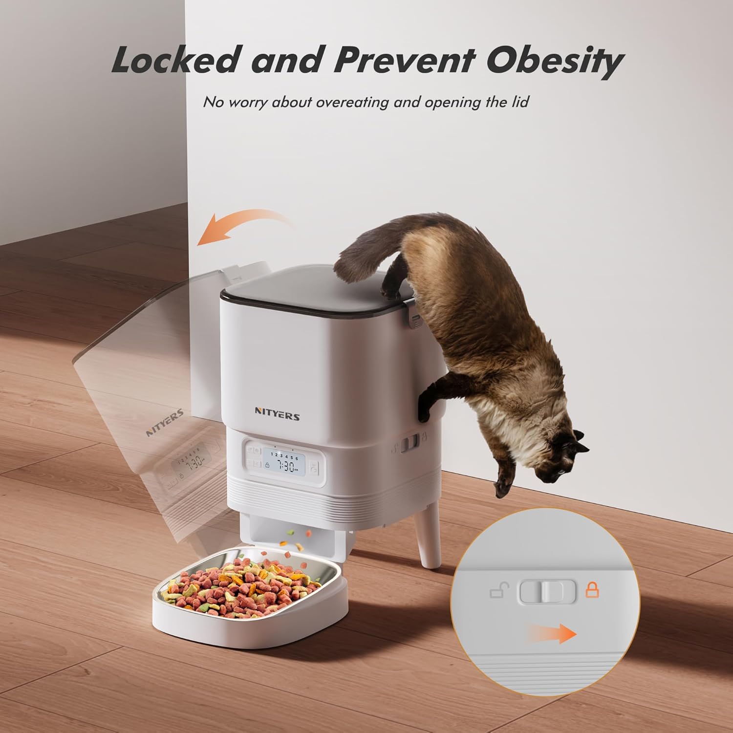 NITYERS 4.5L Automatic Cat Fee - огляд і ціна Automatic Pet Feeder Dual Bowl Stainless