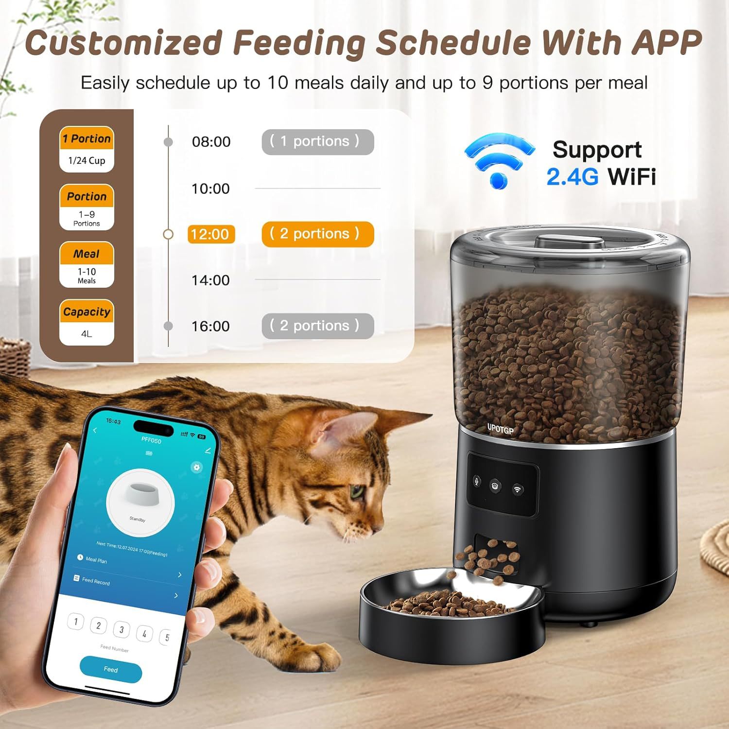4L Automatic Cat Feeder WiFi A - огляд і ціна Timed Cat Dog Food Dispenser 4L