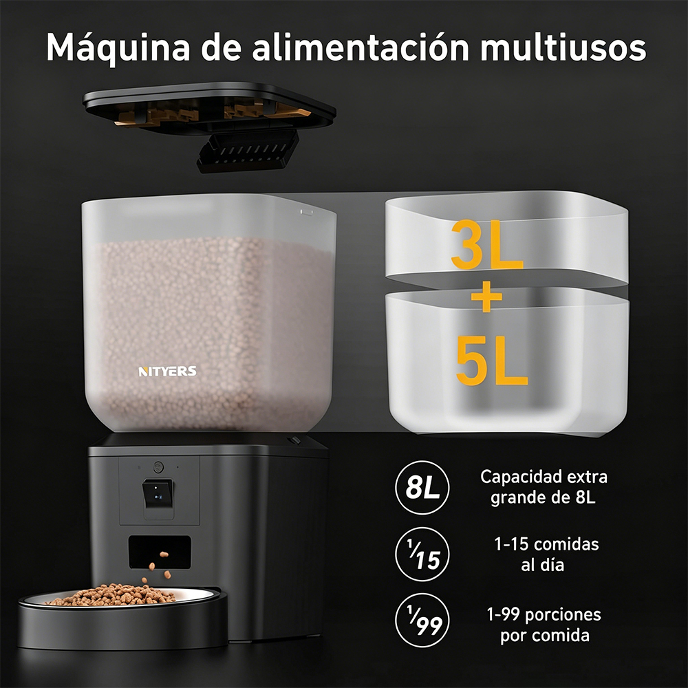 Nityers 8L Automatic Cat Feede - огляд і ціна Smart Pet Feeder Camera 1080P Wifi