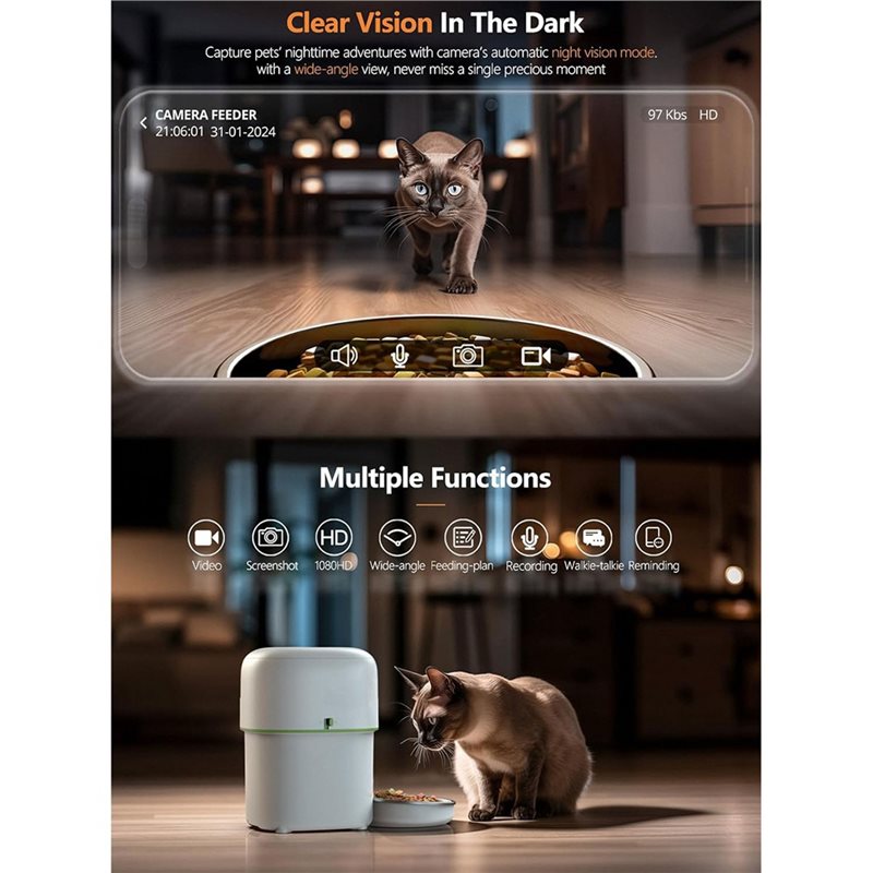 Smart Pet Cat Food Kibble Disp - огляд і ціна Smart Pet Feeder Camera 1080P Wifi