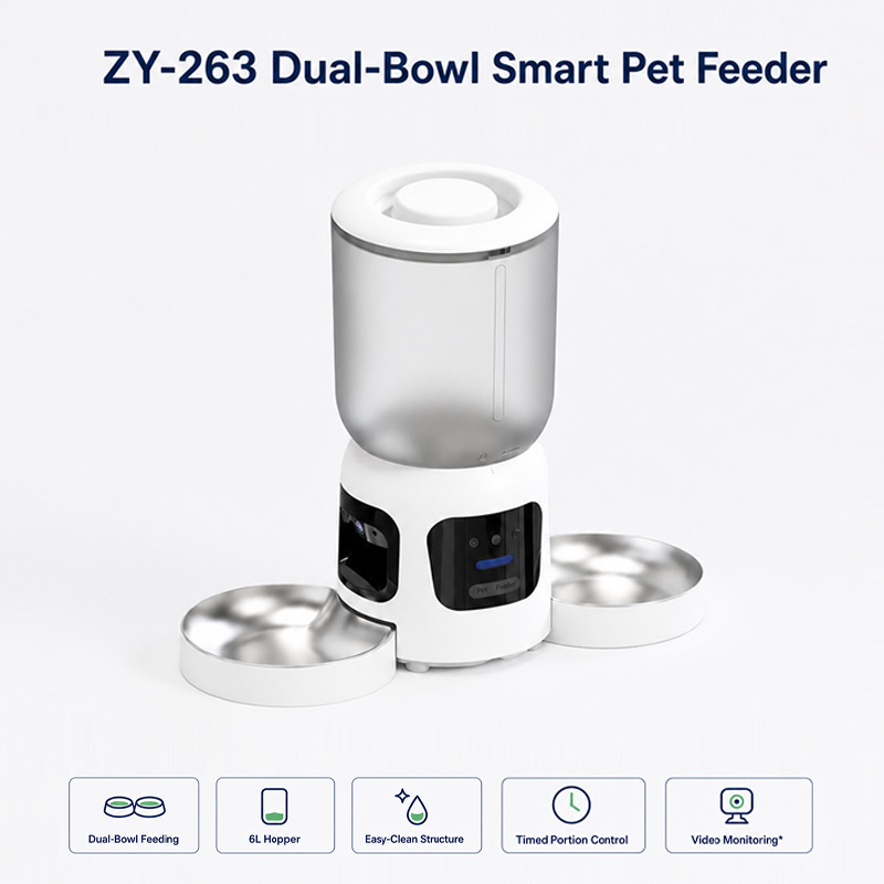Smart Automatic Pet Feeder Dua - огляд і ціна Automatic Pet Feeder Dual Bowl Stainless