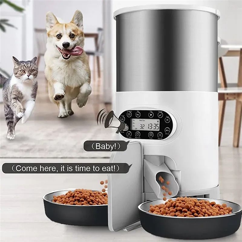 B84B-4.5L Automatic Cats Dispe - огляд і ціна Automatic Pet Feeder Dual Bowl Stainless