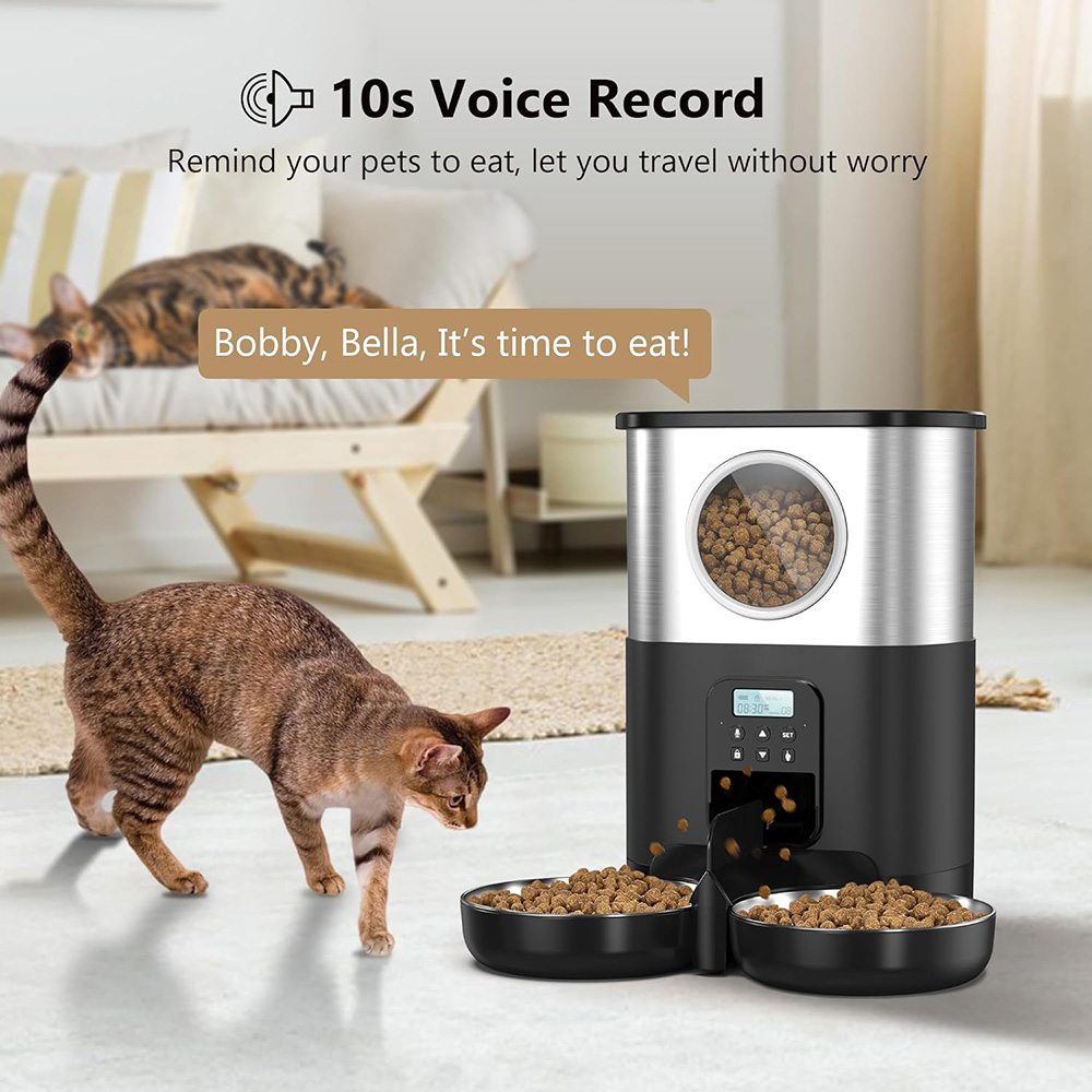 Wholesale 5L Big Eye Dual Bowl - огляд і ціна Automatic Pet Feeder Dual Bowl Stainless